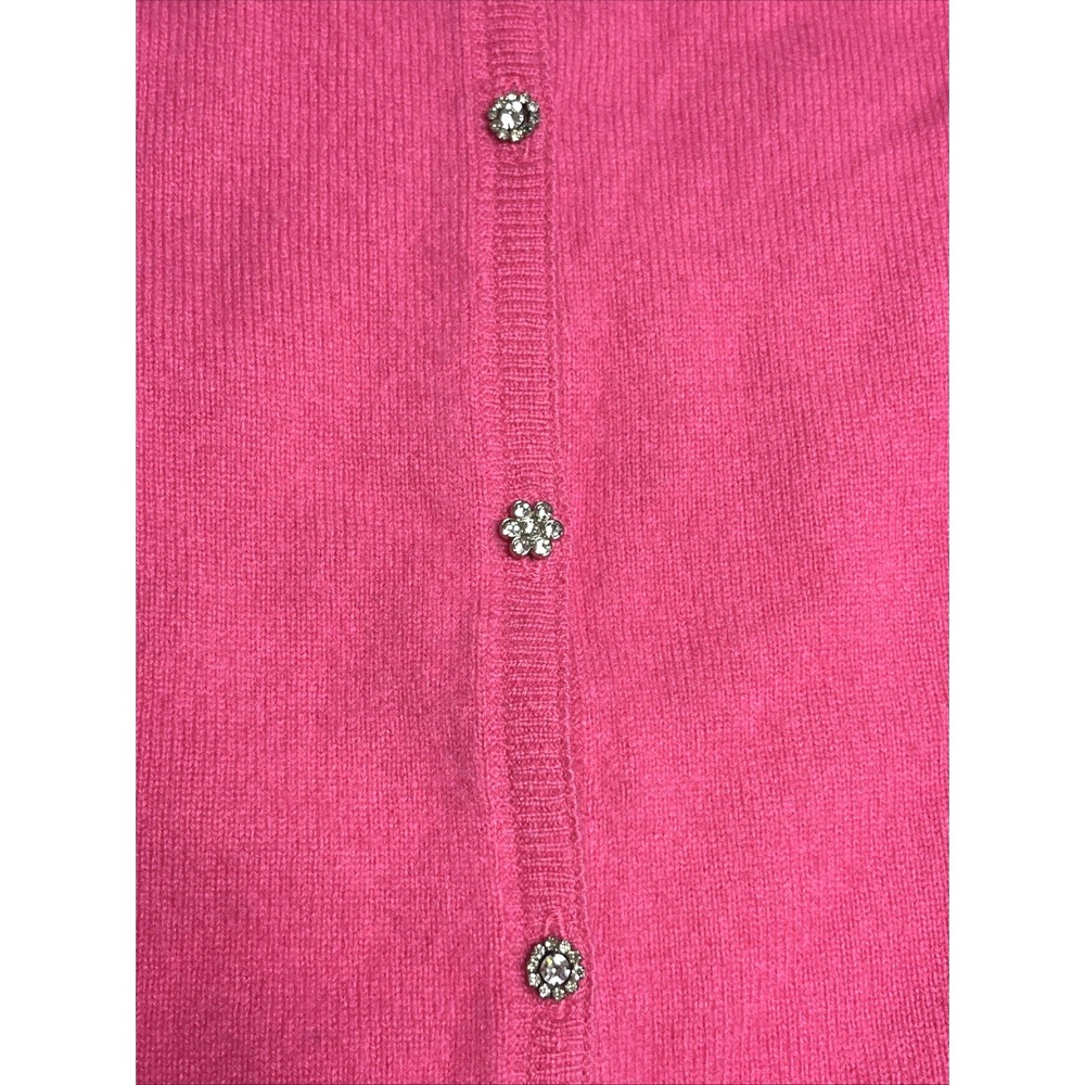 100% Pure Cashmere Cardigan Rhinestone Buttons Quiet Luxury Pink Women's Size M - Picture 5 of 9